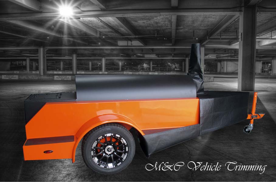 Protective cover for commercial barbecue trailer